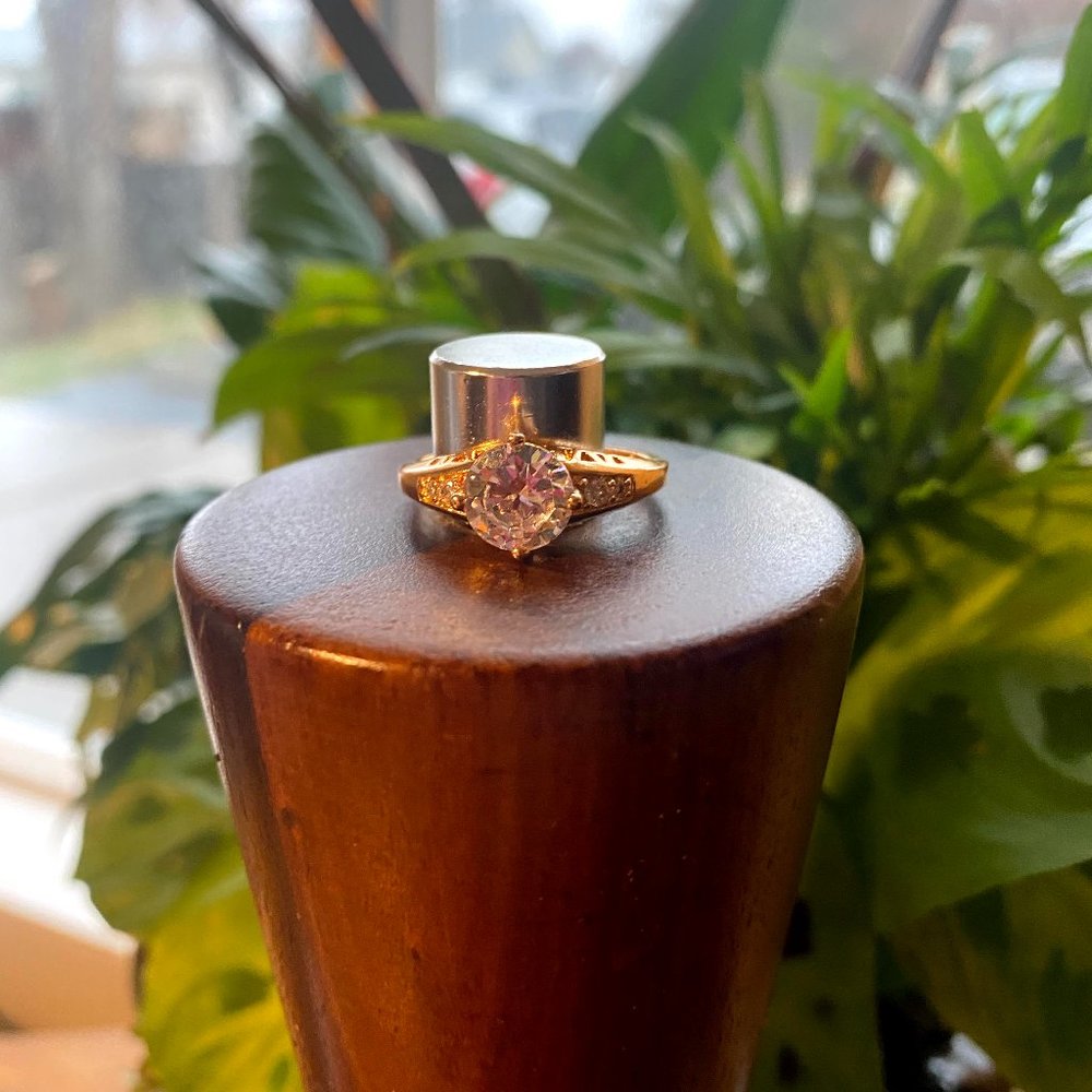 New Gold Art Deco CZ Ring